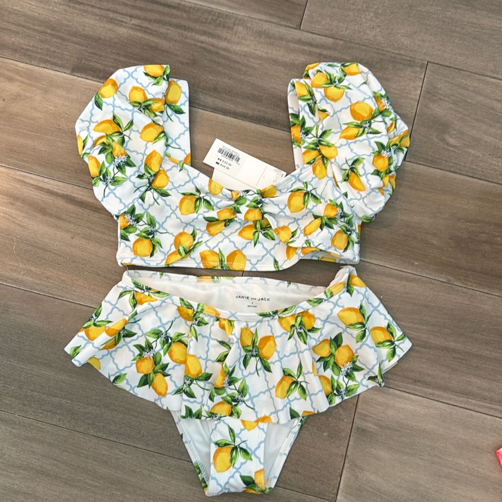 Janie and Jack Lemon Print Kids Bikini